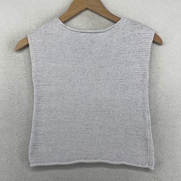 EILEEN FISHER Sweater PS Petite Tank Boxy Rolled Tape Yarn Cotton Purple - Picture 1 of 13